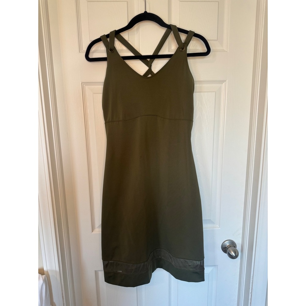 Merrell Opti-Wick Active Dress Olive Green UPF 50+ Strappy Built-in Bra Medium